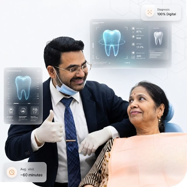 Dentist with patient